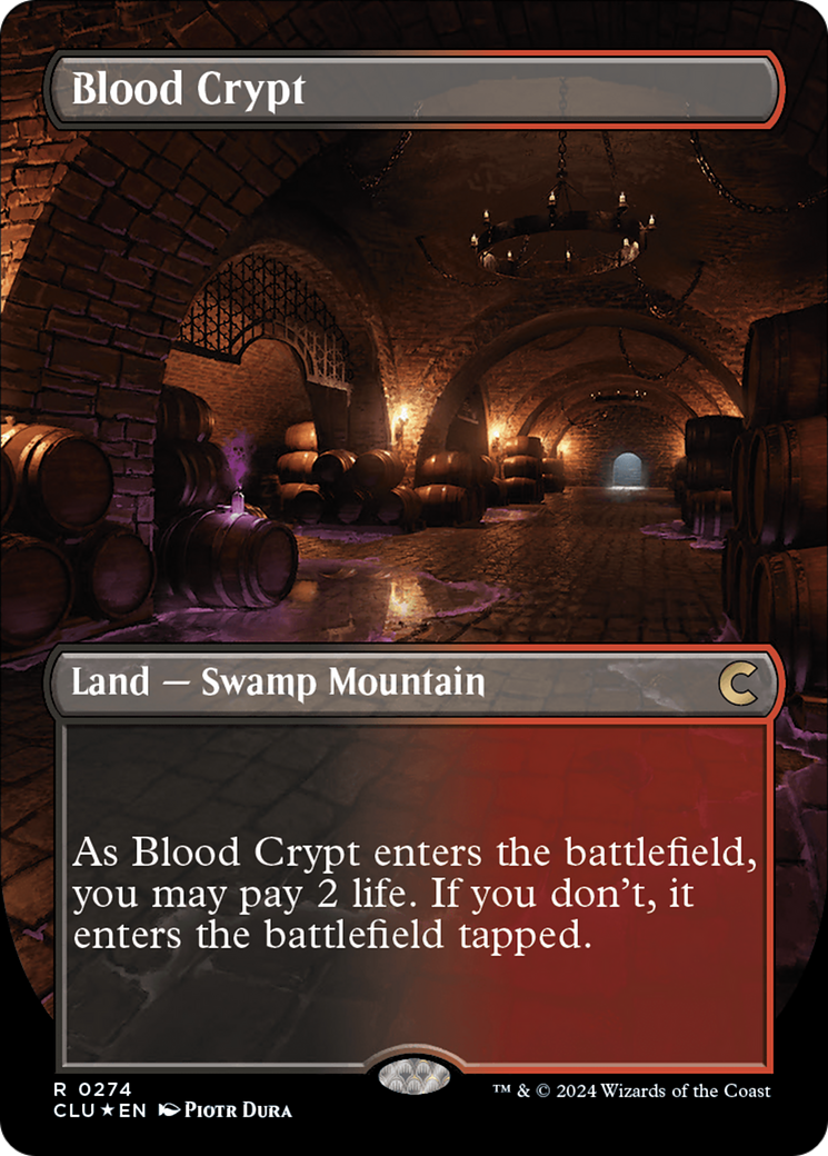 Blood Crypt (Borderless) [Ravnica: Clue Edition] | The Clever Kobold