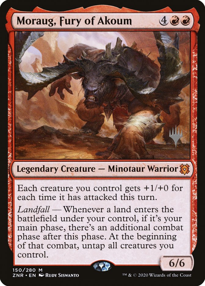 Moraug, Fury of Akoum (Promo Pack) [Zendikar Rising Promos] | The Clever Kobold