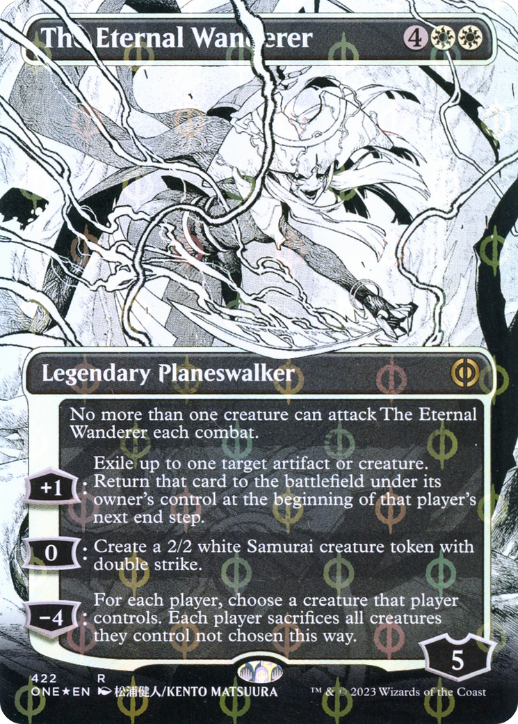 The Eternal Wanderer (Borderless Manga Step-and-Compleat Foil) [Phyrexia: All Will Be One] | The Clever Kobold