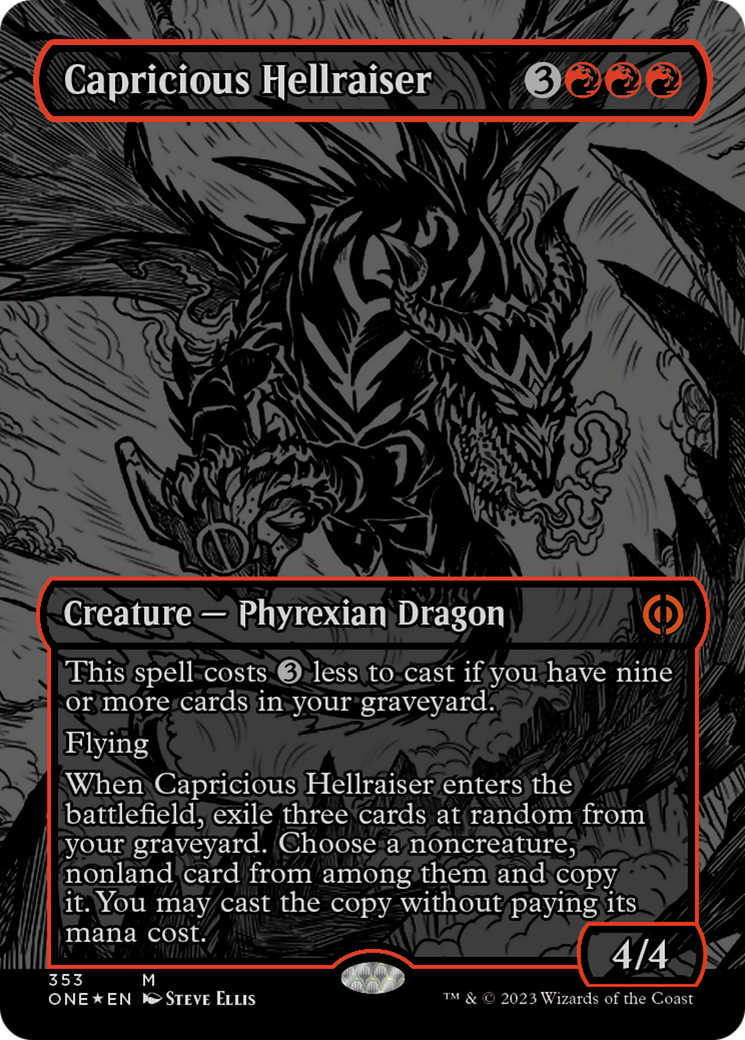 Capricious Hellraiser (Oil Slick Raised Foil) [Phyrexia: All Will Be One] | The Clever Kobold