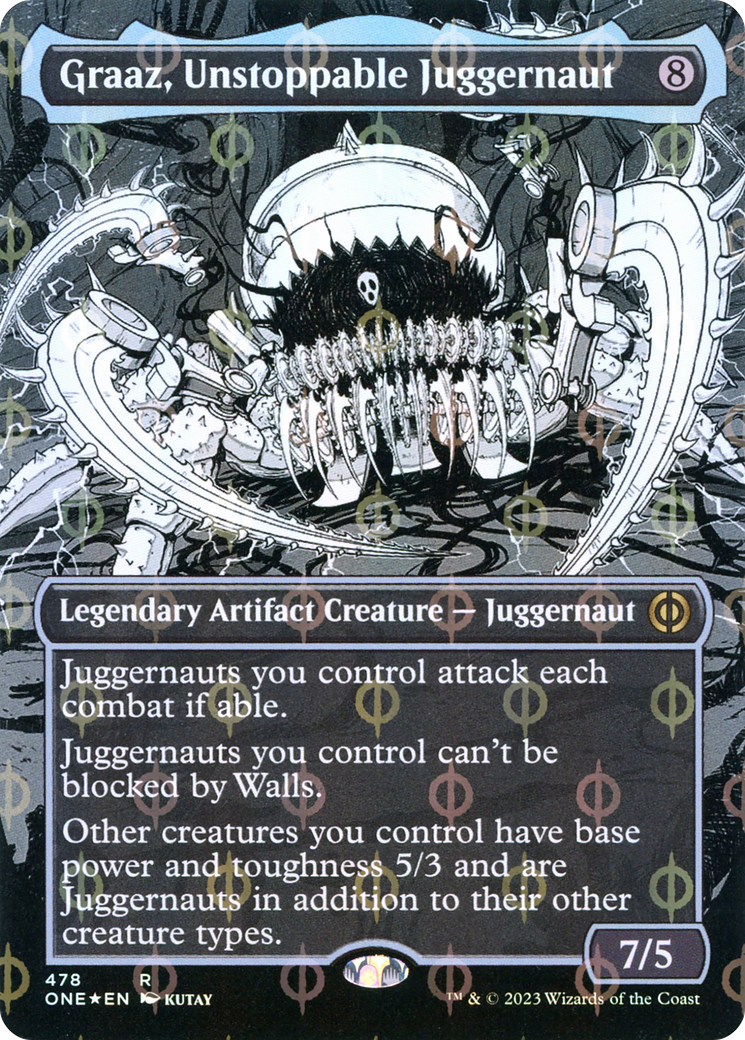 Graaz, Unstoppable Juggernaut (Borderless Manga Step-and-Compleat Foil) [Phyrexia: All Will Be One] | The Clever Kobold