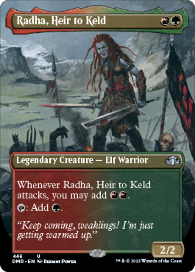 Radha, Heir to Keld (Borderless Alternate Art) [Dominaria Remastered] | The Clever Kobold