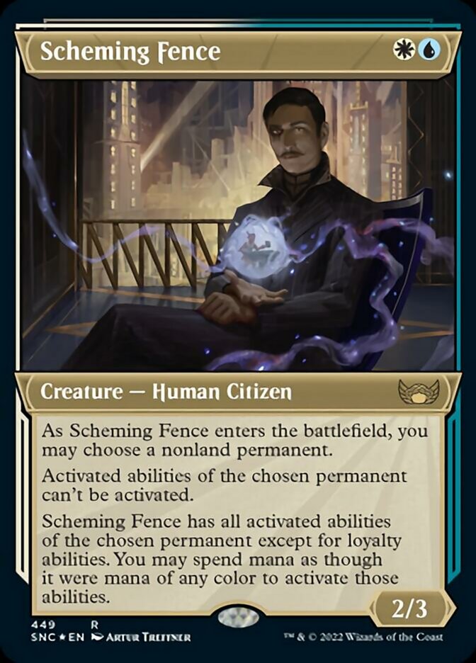 Scheming Fence (Showcase Art Deco Foil Etched) [Streets of New Capenna] | The Clever Kobold