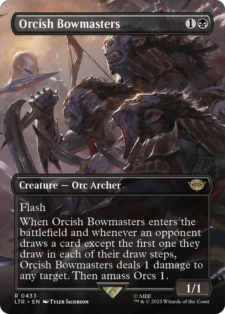 Orcish Bowmasters (Borderless Alternate Art) [The Lord of the Rings: Tales of Middle-Earth] | The Clever Kobold