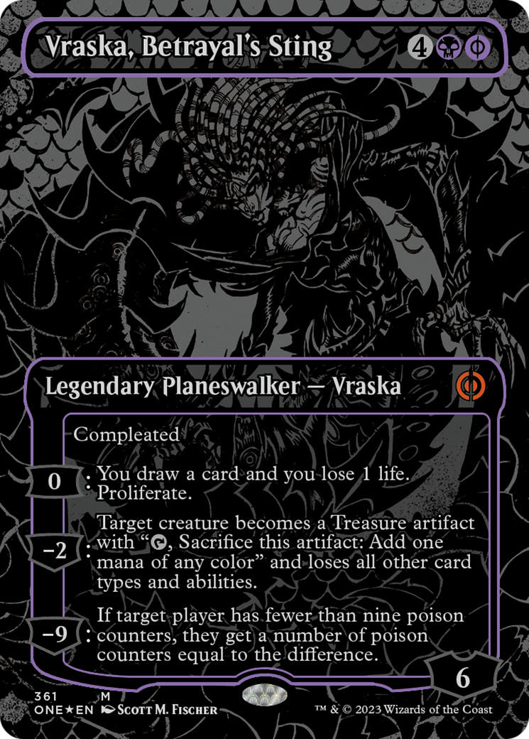 Vraska, Betrayal's Sting (Oil Slick Raised Foil) [Phyrexia: All Will Be One] | The Clever Kobold