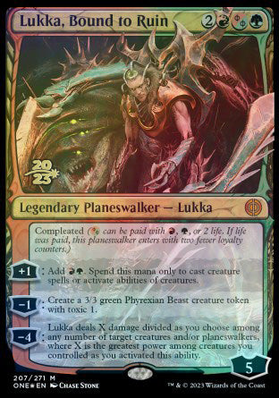 Lukka, Bound to Ruin [Phyrexia: All Will Be One Prerelease Promos] | The Clever Kobold