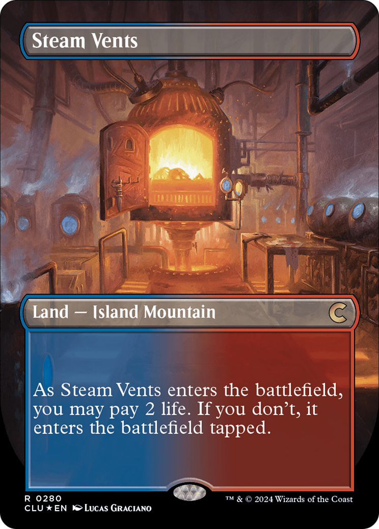 Steam Vents (Borderless) [Ravnica: Clue Edition] | The Clever Kobold