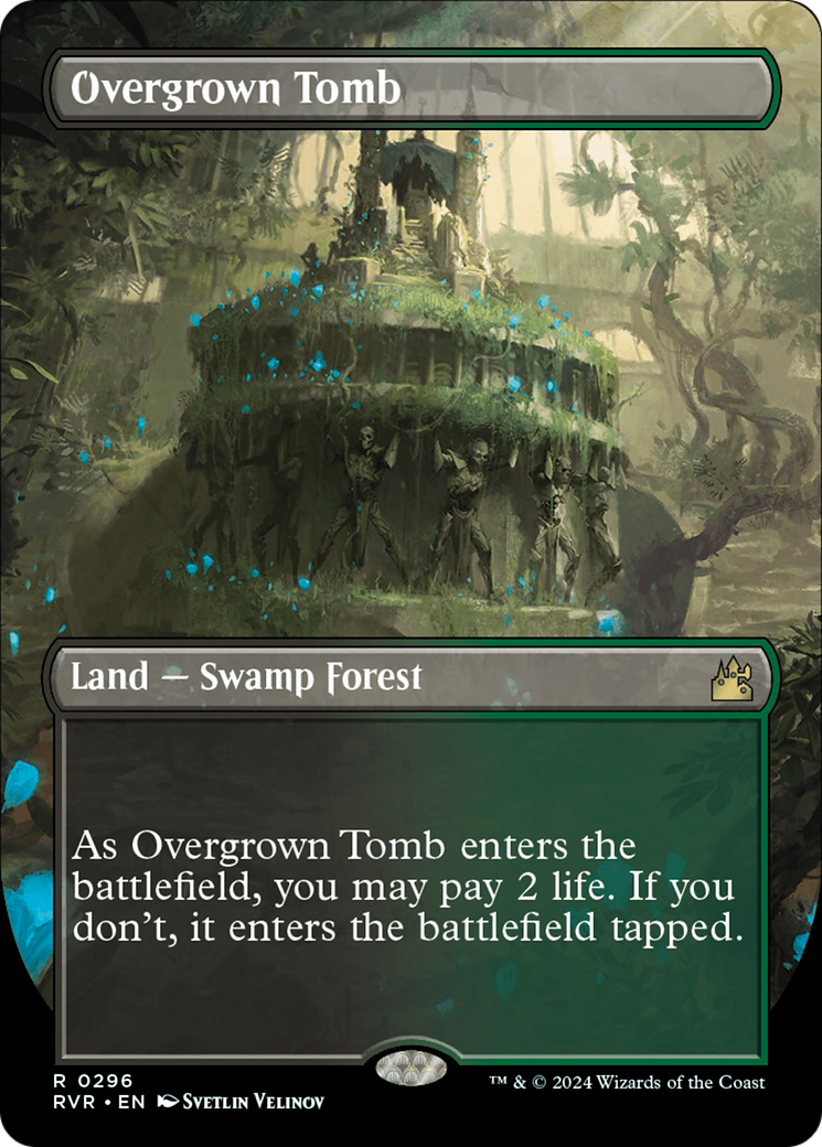 Overgrown Tomb (Borderless) [Ravnica Remastered] | The Clever Kobold