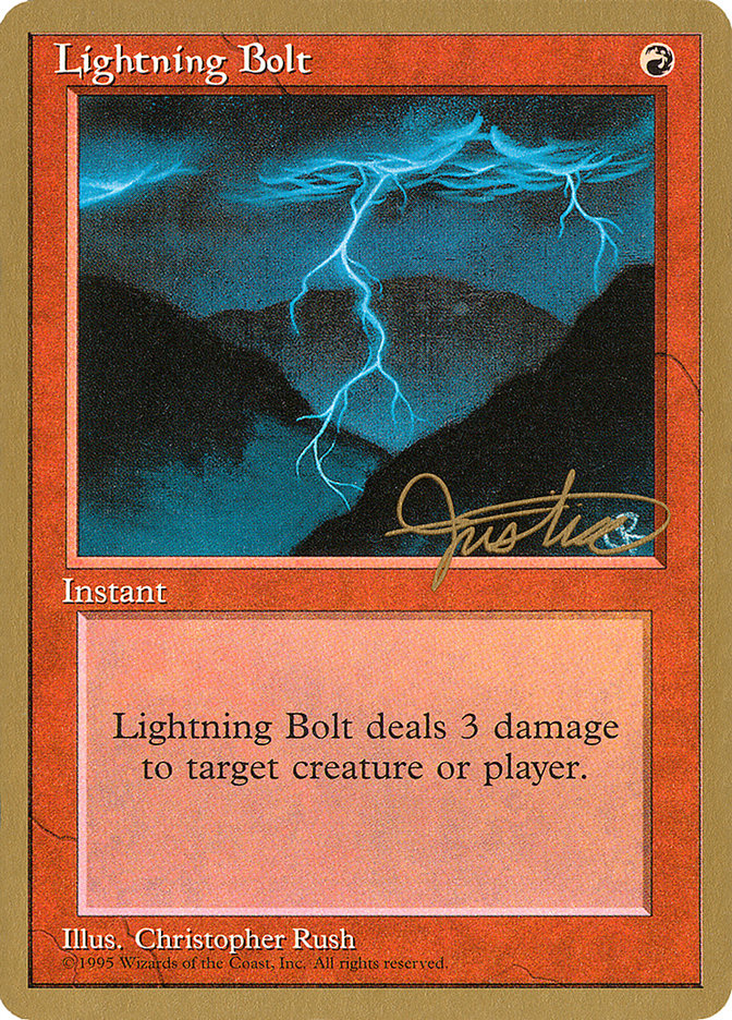 Lightning Bolt (Mark Justice) [Pro Tour Collector Set] | The Clever Kobold