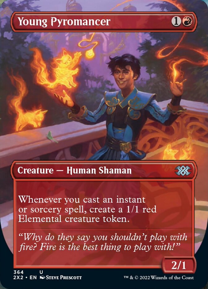Young Pyromancer (Borderless Alternate Art) [Double Masters 2022] | The Clever Kobold