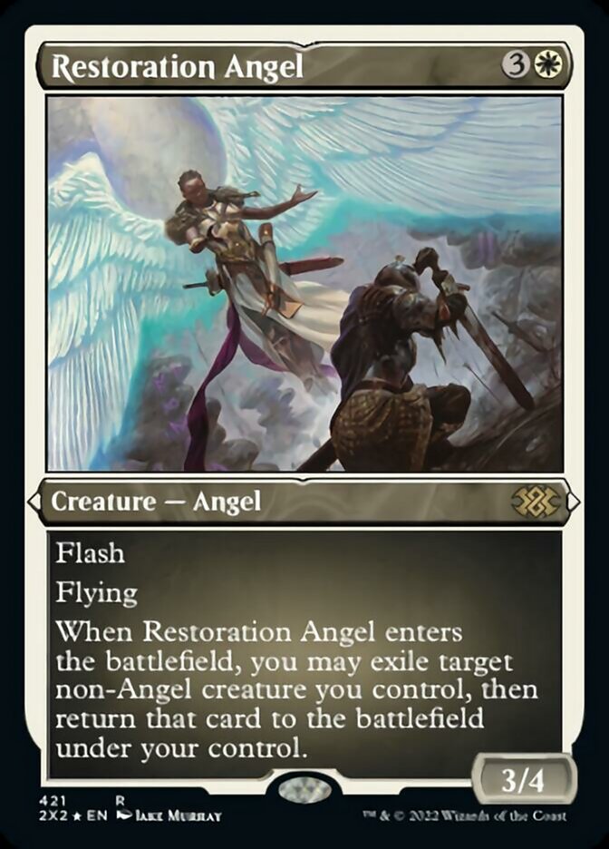 Restoration Angel (Foil Etched) [Double Masters 2022] | The Clever Kobold