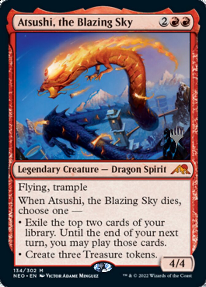 Atsushi, the Blazing Sky (Promo Pack) [Kamigawa: Neon Dynasty Promos] | The Clever Kobold