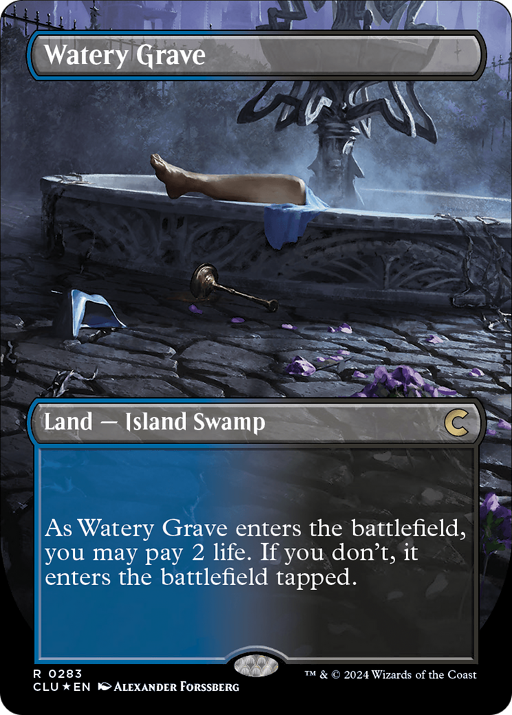 Watery Grave (Borderless) [Ravnica: Clue Edition] | The Clever Kobold