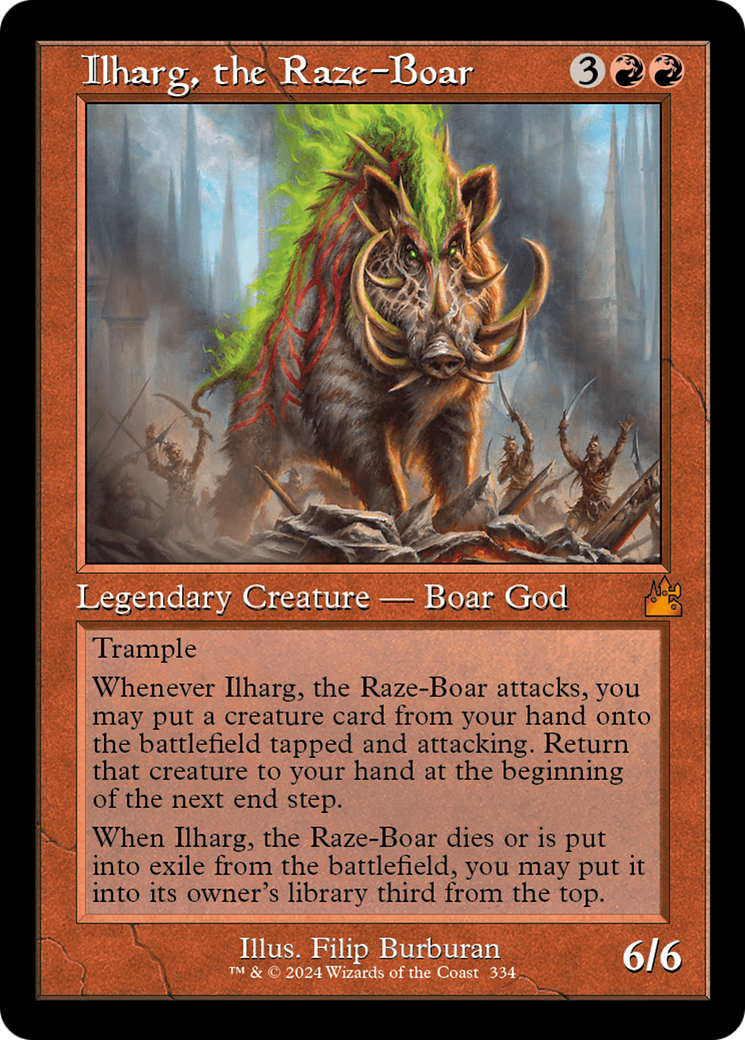 Ilharg, the Raze-Boar (Retro Frame) [Ravnica Remastered] | The Clever Kobold