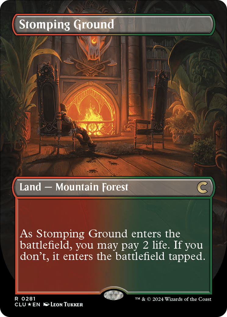 Stomping Ground (Borderless) [Ravnica: Clue Edition] | The Clever Kobold