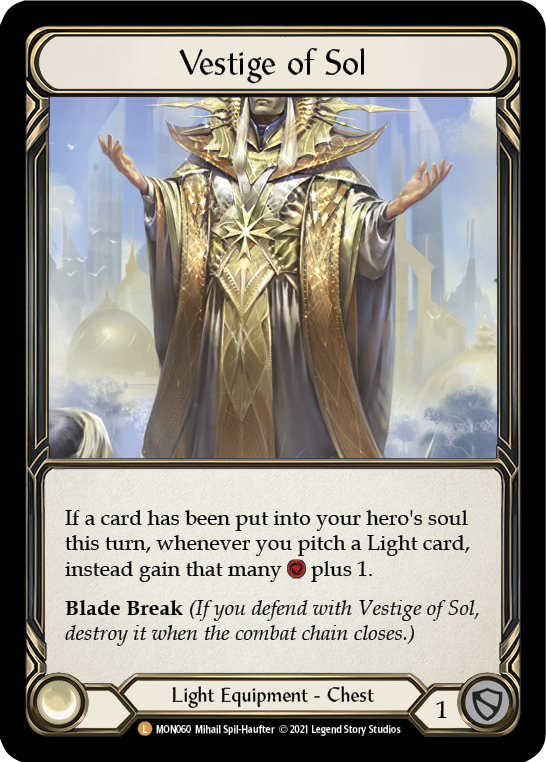 Vestige of Sol [MON060-CF] 1st Edition Cold Foil | The Clever Kobold