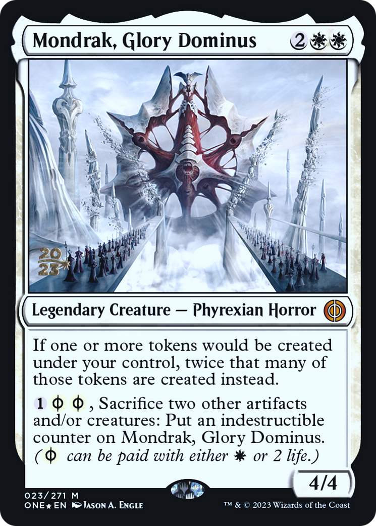 Mondrak, Glory Dominus [Phyrexia: All Will Be One Prerelease Promos] | The Clever Kobold