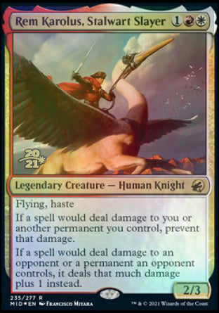 Rem Karolus, Stalwart Slayer [Innistrad: Midnight Hunt Prerelease Promos] | The Clever Kobold