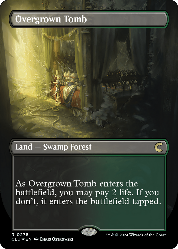 Overgrown Tomb (Borderless) [Ravnica: Clue Edition] | The Clever Kobold