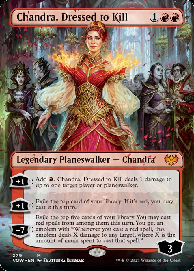 Chandra, Dressed to Kill (Borderless) [Innistrad: Crimson Vow] | The Clever Kobold