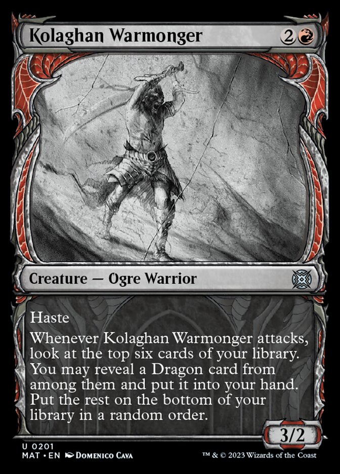 Kolaghan Warmonger (Showcase Halo Foil) [March of the Machine: The Aftermath] | The Clever Kobold